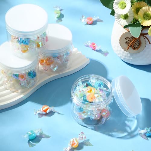4 Pcs Plastic Jars Wide Mouth with Lids (4 Count)