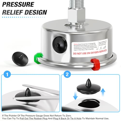 0~4000Psi Stainless Steel Liquid Filled Pressure Gauge 2.5" FACE DIAL 1