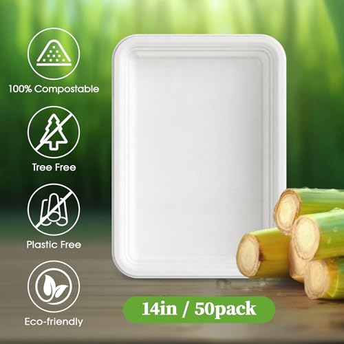 50 Pack 14 in Compostable White Disposable Food Crawfish Trays (50 Count)