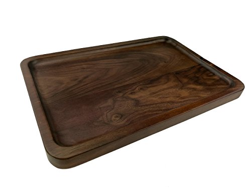 Rustic Walnut Wooden Tray Solid Wood Serving Tray Square Rectangle Platter Tea Tray Coffee Table Tray
