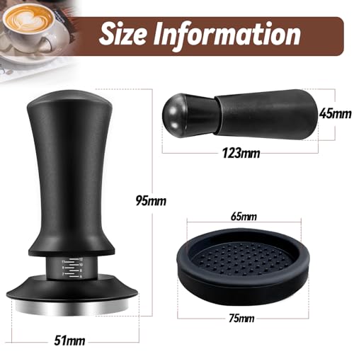 Coffee Espresso Tamper 51mm with WDT Tool Calibrated Spring Loaded