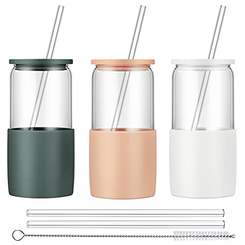 Glass Tumbler with Straw and Lid