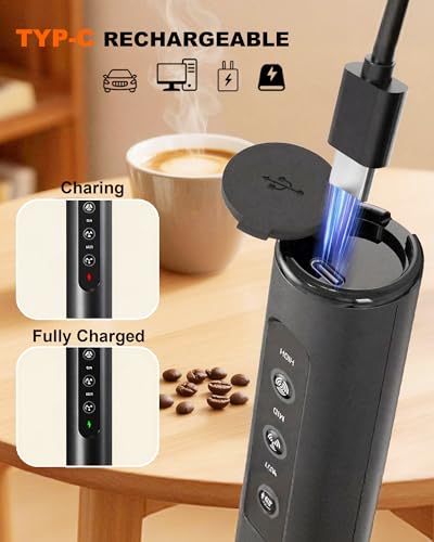 3 Speed Rechargeable Electric Milk Frother Handheld Foam Maker