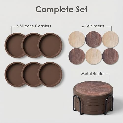 Absorbent Coasters for Drinks with Holder (7 Count)