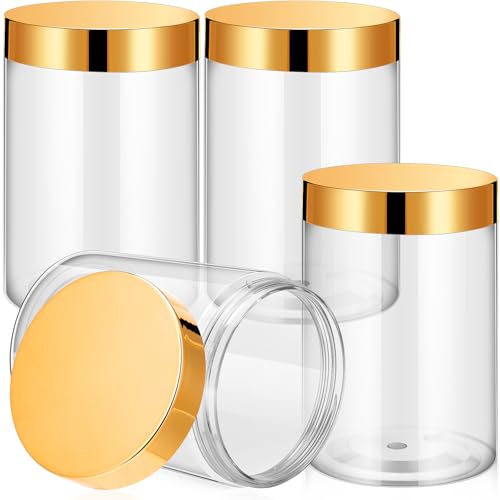 4 Pcs Plastic Jars Wide Mouth with Lids (4 Count)