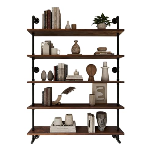 Industrial Pipe Wall Shelves Pipe Shelving with Real Wood Plank