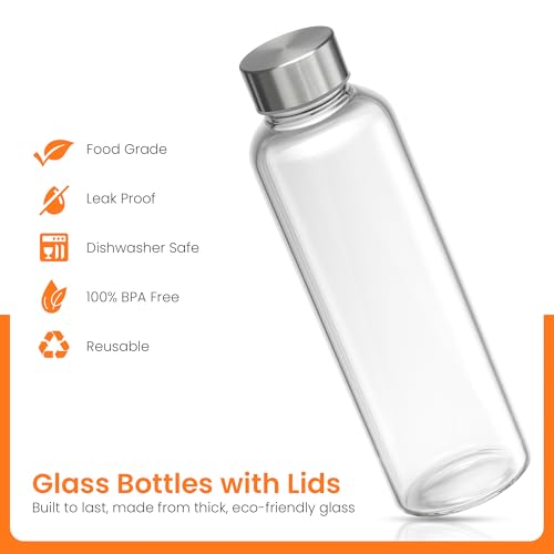 Clear Glass Bottles with Lids (4 Count)