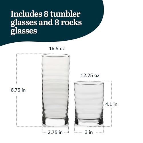 Pueblo Tumblers and Rocks Glass Cups Set (16 Count)