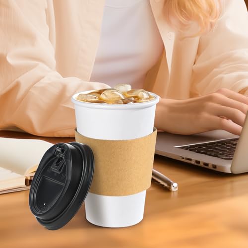 500 Pack 16 oz Disposable Coffee Cups With Lids and Sleeves (500 Count)