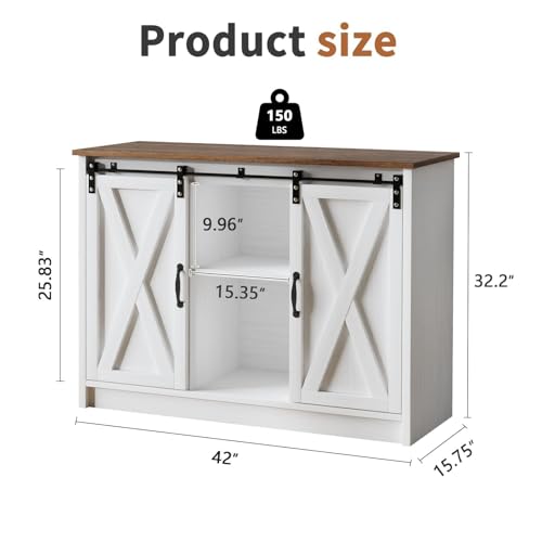 Coffee Bar Cabinet with Sliding Barn Doors