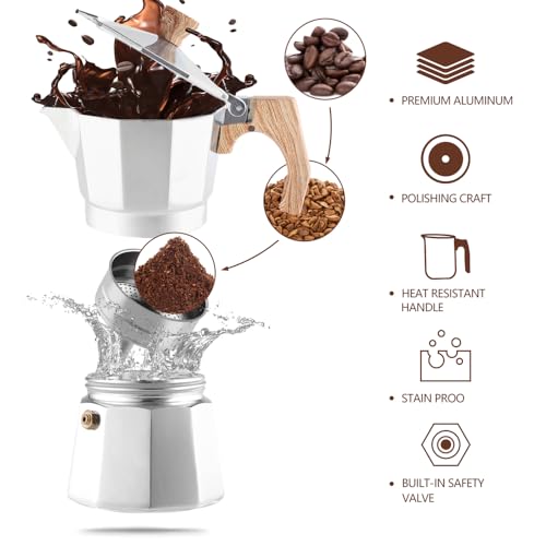 Stovetop Espresso Maker 3 Cups Moka Pot Cuban Coffee Maker Stovetop Coffee Maker Moka Italian Espresso