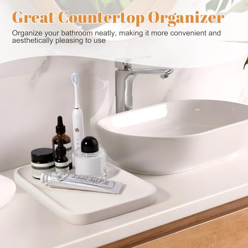 Marble Tray 12"x8" Natural Stone Vanity Tray for Countertop Bathroom Kitchen Dresser