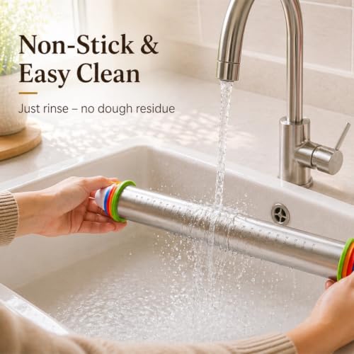 Adjustable Stainless Steel Rolling Pin & Non