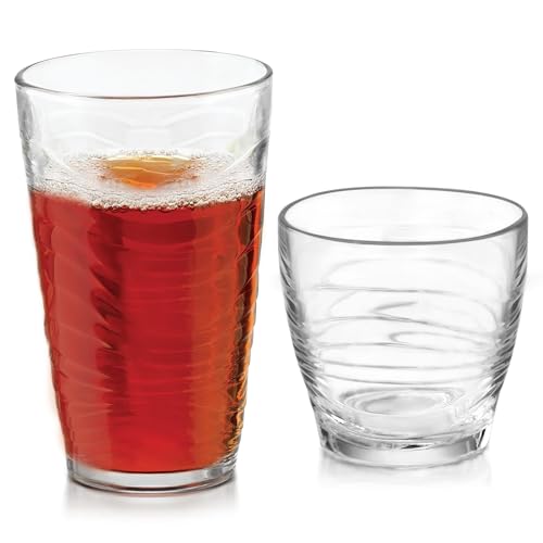 Orbita Rocks and Tumbler Drinking Glasses Set of 16
