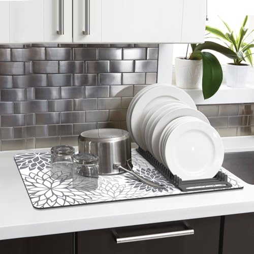 2PCS 16" x 24" Dish Drying Mat & 24" x 5.5" Sink Splash Guard (2 Count)