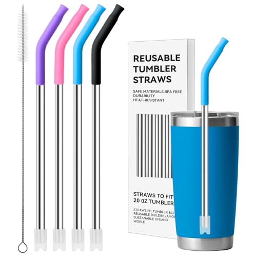 Metal Straws with Silicone Tip for 20 oz YETI Tumbler (4 Count)