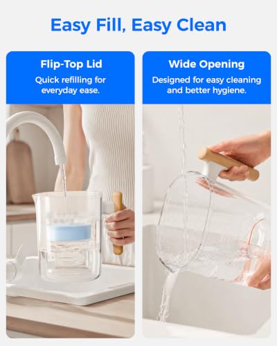PT-04C-A Alkaline Water Filter Pitcher, 10-Cup Capacity, Clear