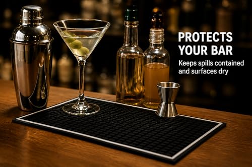 Bar Mat 12in x 6in. 1cm Thick Durable and Stylish Bar Mat for Spills (2 Count)