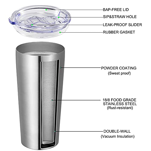 20oz Tumbler Bulk with Lid and Straw 6 Pack (6 Count)