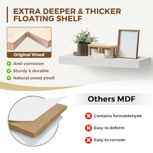 Solid Wood Floating Shelves (2 Count)