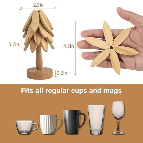 Wooden Tree Shaped Coasters Set for Coffee Table (4 Count)