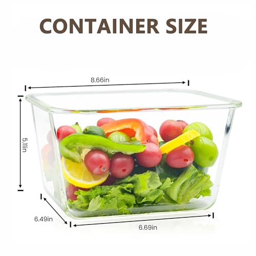 2 Pack Large Glass Storage Containers with Lids 85oz