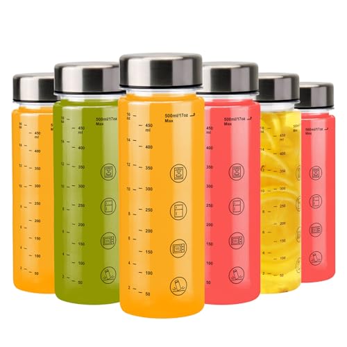 6 Pack Plastic Juice Bottles with Caps (6 Count)