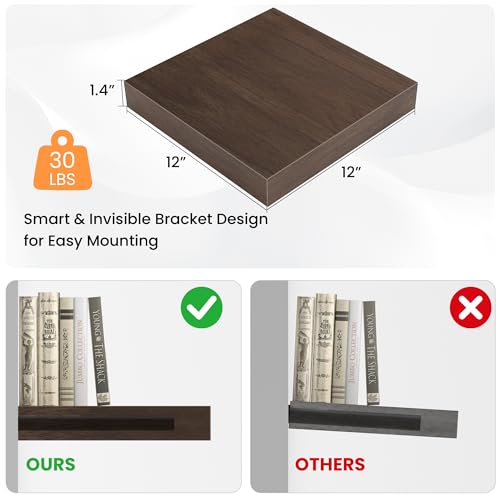 Square Floating Shelves for Wall (4 Count)