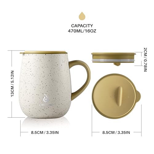 16 oz Insulated Coffee Mug with Lid and Handle
