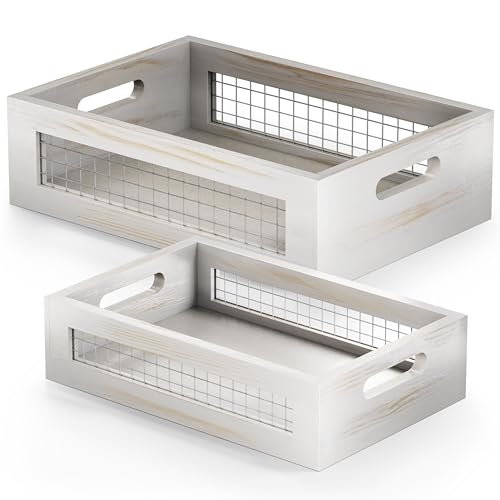 Wooden Countertop Baskets Set of 2 for Kitchen