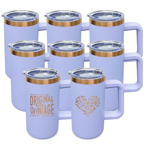22oz Insulated Coffee Mug Bulk with Handle and Lid Lilac (8 Count)