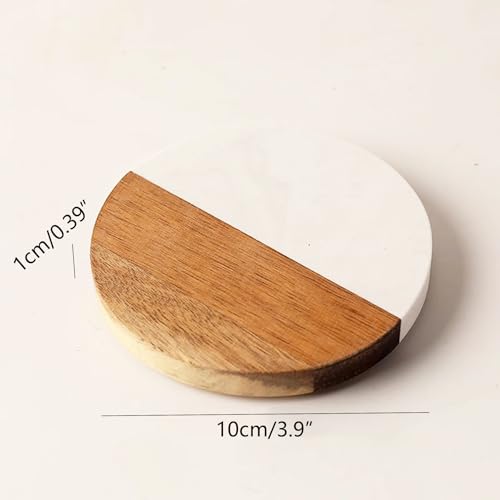 8 Pack Marble and Acacia Wood Coasters (8 Count)
