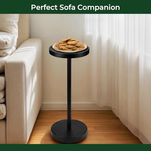 Solid Wood Pedestal Side Table Black