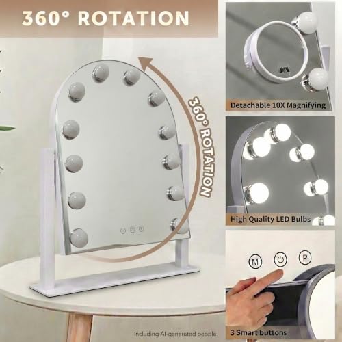 Arched Makeup Vanity Mirror with Lights (9 Count)