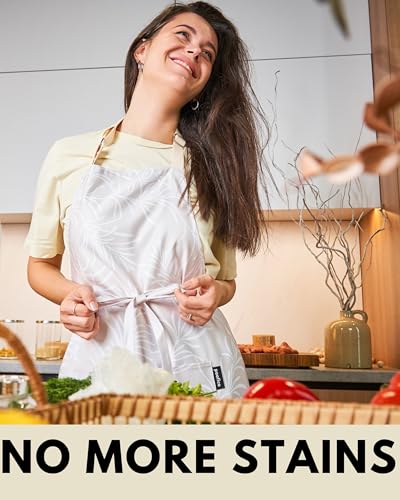 Premium Adjustable Light Beige Cooking Aprons for Women with Pockets