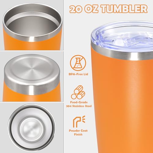20oz Tumbler Stainless Steel Tumbler Coffee Tumbler with Lid Orange