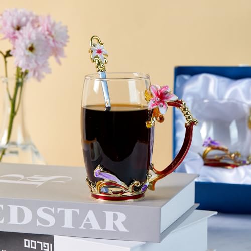 Tea Cup Glass Coffee Mugs (2 Count)