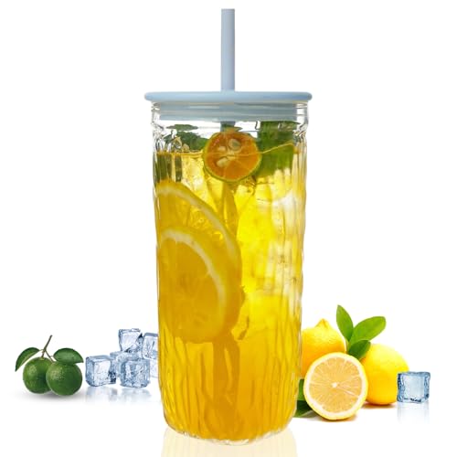 16oz Glass Tumbler with Lid and Straw
