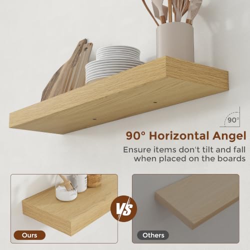 32 Inch Floating Shelves for Wall Oak Shelves Set of 2