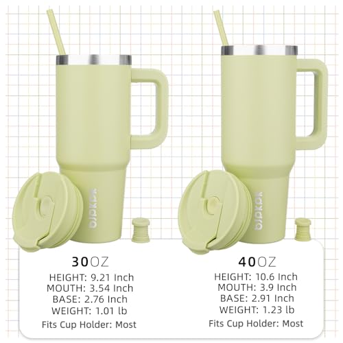 40 oz Insulated Tumbler with Handle & Straw