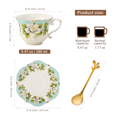 Country Roses Bone China Tea Cup and Saucer Set (3 Count)