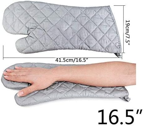 17 Inch Extra Long Heat Resistant Oven Gloves New Cotton Oven Mitts Kitchen Gloves High Temperature Cooking Tool BBQ Gloves