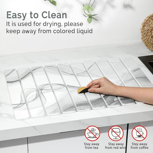 Large Stone Dish Drying Mat for Kitchen Counter (2 Count)