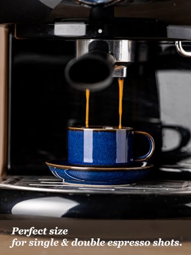 2.5oz Espresso Cups Set of 4 with Saucers Metal Rack (8.25 Count)