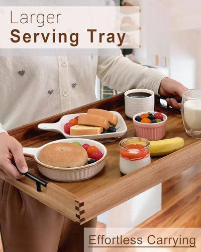 22 Inches Wooden Serving Tray with Handles