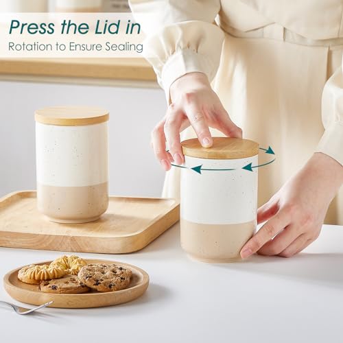 Sabine Ceramic Canister Set with Airtight Wood Lids (4 Count)