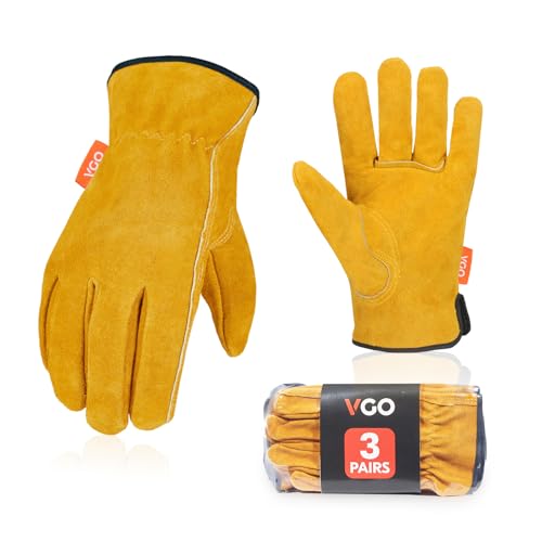 Unlined Full Leather Work Gloves (3 Count)