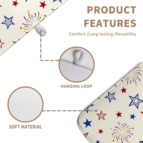 Patriotic Stars Dish Drying Mats 4th of July Dish Mat Kitchen Large Drying Matt Dishes Dryer Pad for Kitchen Counter Absorbent Microfiber Washable Foldable Reusable 18x24 in