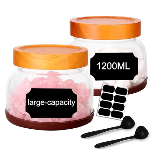 2 Pack Striped Borosilicate Glass Airtight Canisters