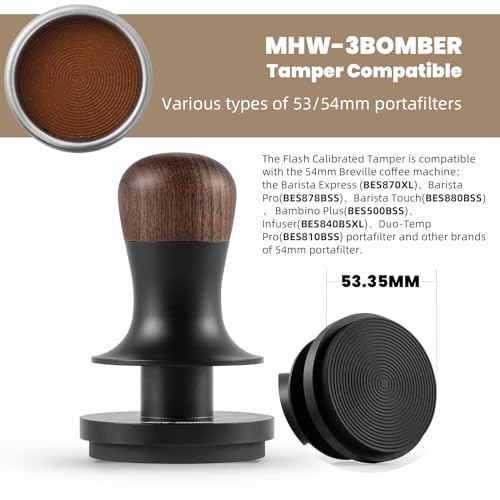 53.35mm Espresso Coffee Tamper with Three Spring Loaded Calibrated Espresso Tamper 30lbs 54mm Espresso Hand Tamper with Sound Feedback Titanium Coating Black T6177T
